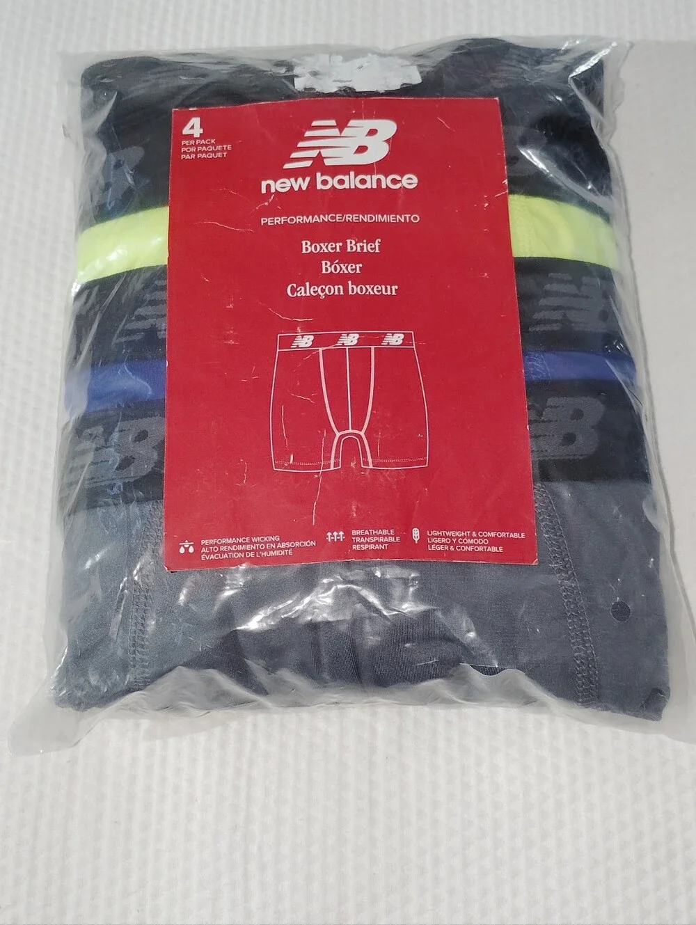 New Balance Men's 4-Pack Performance Boxer Briefs 2XL Black Blue Gray